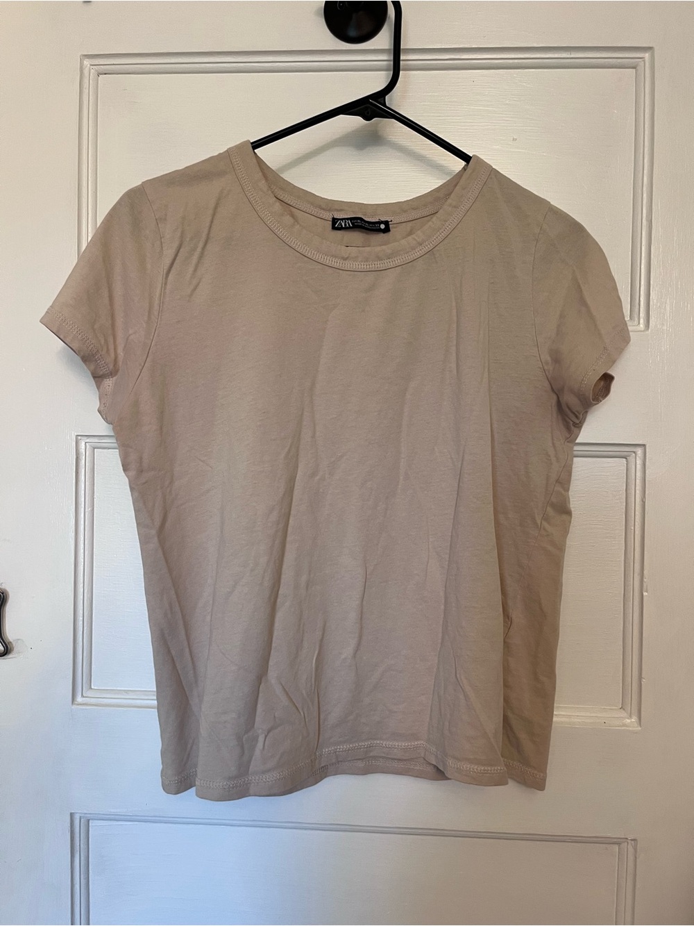 Zara Taupe Short Sleeve Crewneck Tee